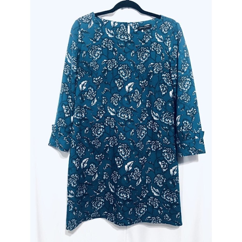 Banana Republic Factory Womens Petite Size 8 Floral Shift Dress Ruffle Cuff